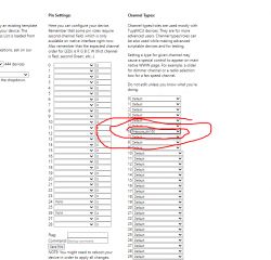 Screenshot of device pin settings and channel types with Pressure_div100 entry highlighted.