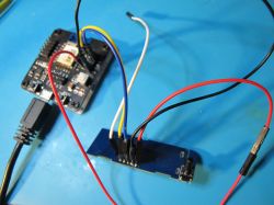 Wired Connections with Sensor on Board Wired connections of sensors on a prototype board.
