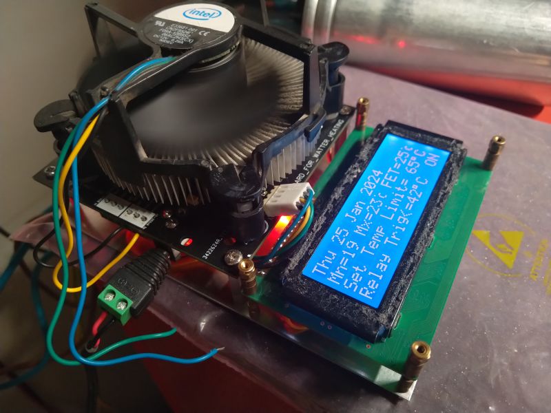DIY MPPT Controller with Display and Cooling MPPT controller with LCD display and Intel fan cooling.