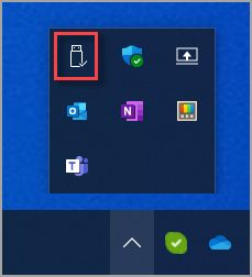 Safely Remove Hardware icon in Windows 10 system tray.