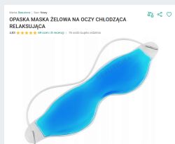 Niebieska żelowa maska chłodząca na oczy z elastycznym paskiem