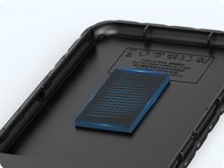 Interior of Orico Enclosure with EVA Foam View of the inside of a hard drive enclosure with attached blue EVA foam.