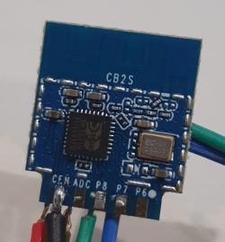 CB2S PCB with Components and Wires PCB labeled CB2S with visible components and connecting wires.