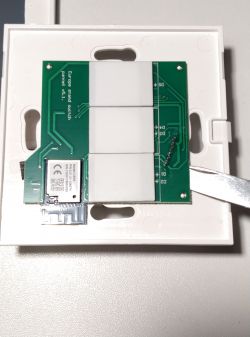 Interior of TEEPAO WI-FI Switch Image of the interior of a TEEPAO WI-FI curtain switch with visible circuit boards and a CB3S module.