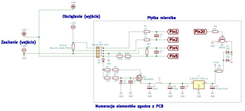 Miernik energii/mocy/prądu/napięcia DC PZEM-051 6,5~100VDC/0~100ADC z bocznikiem Miernik energii/mocy/prądu/napięcia DC PZEM-051 6,5~100VDC/0~100ADC z bocznikiem