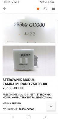 Lokalizacja modułu zamka centralnego w Nissan Murano 2005 r.