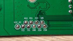 Solder Points on a Printed Circuit Board View of a printed circuit board with labeled solder points.