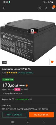 Akumulator Lamex 12 V 26 Ah z oferty sklepu internetowego Allegro.