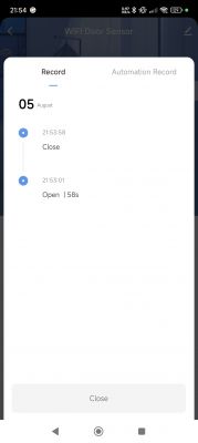 WiFi Door Sensor Opening and Closing History Record history of WiFi door sensor opening and closing.