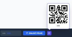 Interface with “Find Shelf” button, QR code, and displayed number 121