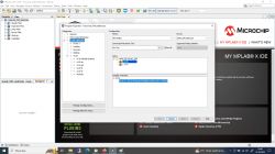 Screenshot of MPLAB X IDE software with project properties window open.