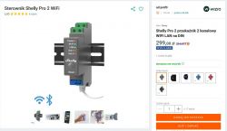 Shelly Pro 2 WiFi, two-channel relay for DIN rail with Wi-Fi and LAN connection options.