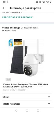 Zewnętrzna kamera ieGeek z dwoma antenami, panelem solarnym i kartą microSD 32 GB