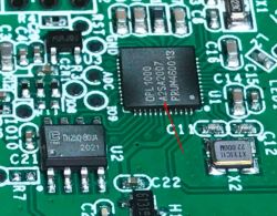 Close-up of a circuit board featuring a chip labeled A2SA2007.
