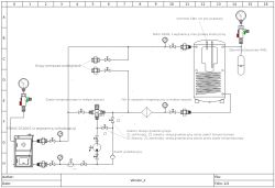 Schemat instalacji z kotłem ATMOS DC40GS, buforem 2000L, zbiornikiem przeponowym i zaworami testowymi Z1/Z2.