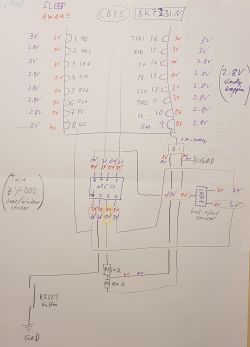 Connection diagram of ZY-D02 door sensor with MCU and hall sensor.
