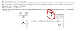 Zrzut ekranu z instrukcji: schemat mocowania wsporników bramy z zaznaczonym wymiarem 5.