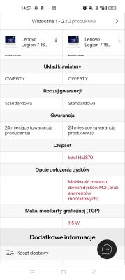 Porównanie dwóch laptopów Lenovo Legion 7-16 z identycznymi parametrami technicznymi