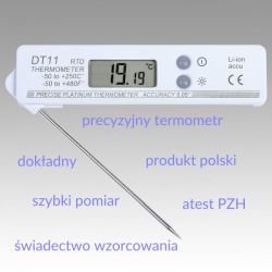 Termometr DT11 z sondą i wyświetlaczem LCD pokazującym 19,19°C