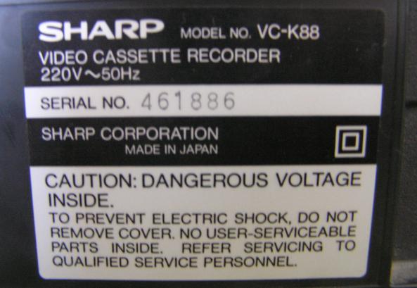 VCR Sharp VC-88K - niepełne odtwarzanie, taśma wraca do pozycji STOP