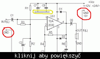 Jak podłączyć masę i zasilanie we wzmacniaczu na schemacie?