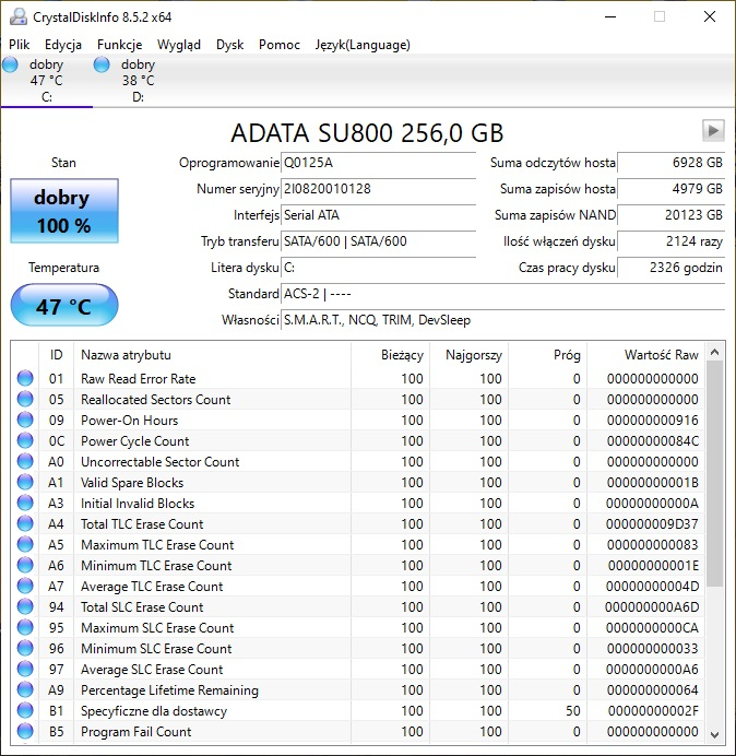 SSD SU800 W urządzeniu \Device\Harddisk2\DR2 wystąpił zły blok i