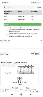Instrukcja podłączenia modułów RS485 do falownika i licznika energii.