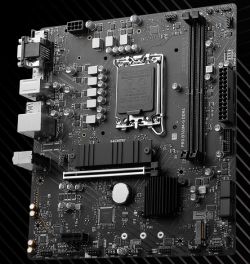 Płyta główna MSI PRO B760M-G DDR4 bez radiatorów przy sekcji zasilania