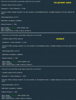 Screenshot displaying diagnostic data of a device, including temperature, WiFi signal, and MQTT connection status.