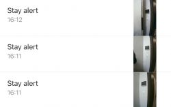 Alert Notifications with Door Images Stay alert notifications in a monitoring app with images of part of a door.