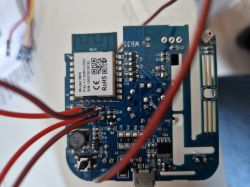 Circuit Board with WB3S Module Close-up of a circuit board with a WB3S module and wires.
