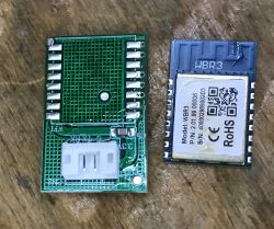 WiFi module WBR3 and adapter PCB on a wooden surface