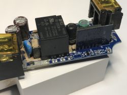 Damaged BW-SS1 Relay Damaged BW-SS1 electronic relay on a circuit board.