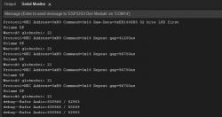 Screenshot of a serial monitor displaying data from a remote decoder connected to an ESP32 microcontroller.