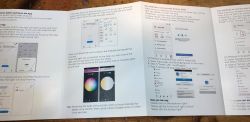 Internal brochure with setup instructions for Tuya smart ceiling light using a mobile app and voice assistants.