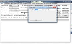 Screenshot of BK7231 Easy UART Flasher program for downloading and flashing firmware with an open settings window.