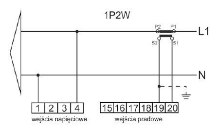 Schemat podłączenia licznika jednofazowego.