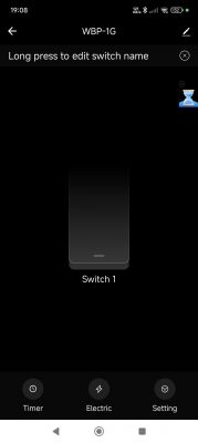 WBP-1G app interface with switch name editing feature