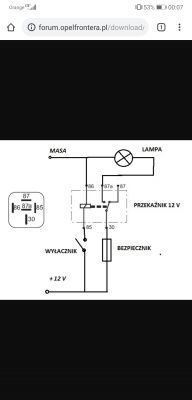 Opel Frontera A - Podłączenie włącznika świateł pod listwę led.