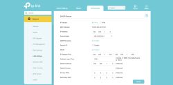 Zrzut ekranu panelu TP-Link: ustawienia DHCP z IP 192.168.1.2 i pulą 192.168.1.100–199