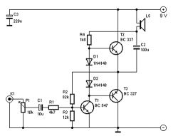Umieszczenie potencjometru w schemacie prostego wzmacniacza tranzystorowego
