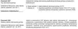 Fragment instrukcji ustawień parametrów w systemie grzewczym.