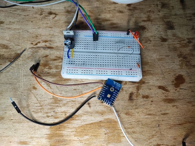 Breadboard with components: top view Breadboard with electronic components