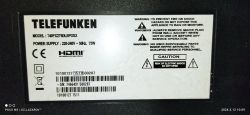 Telefunken television label with model and power information.