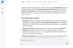 Zrzut ekranu z polskim tekstem o montażu rury spalin w kotle kondensacyjnym Brotje PWHC 24