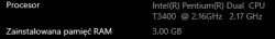 Screenshot displaying processor and installed RAM information for a Lenovo laptop.