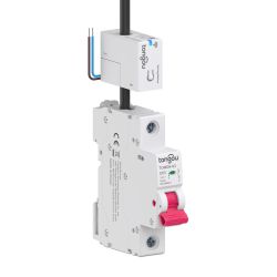 Smart Tongou Circuit Breaker with Control Module Tongou circuit breaker with smart control module attached.