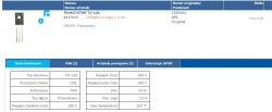 Tabela specyfikacji tranzystora TO-126 z oznaczeniem 2SB649A.