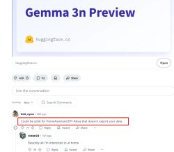 Zrzut ekranu z portalu Reddit przedstawiający post o Gemma 3n Preview z komentarzami użytkowników.