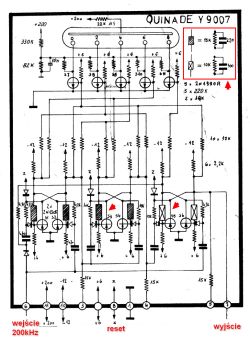 Circuit diagram of QUINADE Y9007 pulse divider with component labels